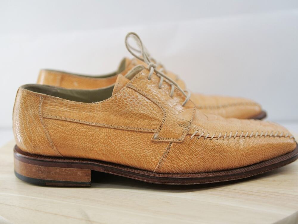 David Eden Stan Light Brown Crocodile And Lizard Derby Dress Shoes Mens Size 8.5